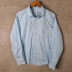 GAP Shirt Mens L Light Blue‎ Paisley Print Button Up Shirt Untucked Casual
